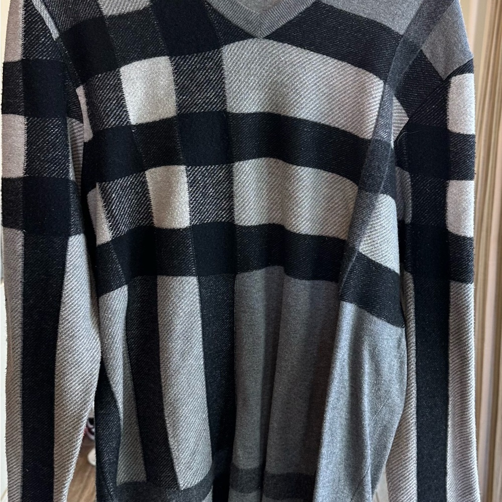 Burberry Black and Gray Checkered Sweater